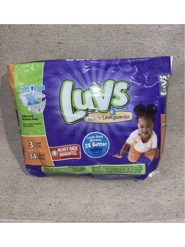Luvs Size 3 Baby Diapers Monkey Disposable Ultra Leakguard New Sealed 34 Diapers